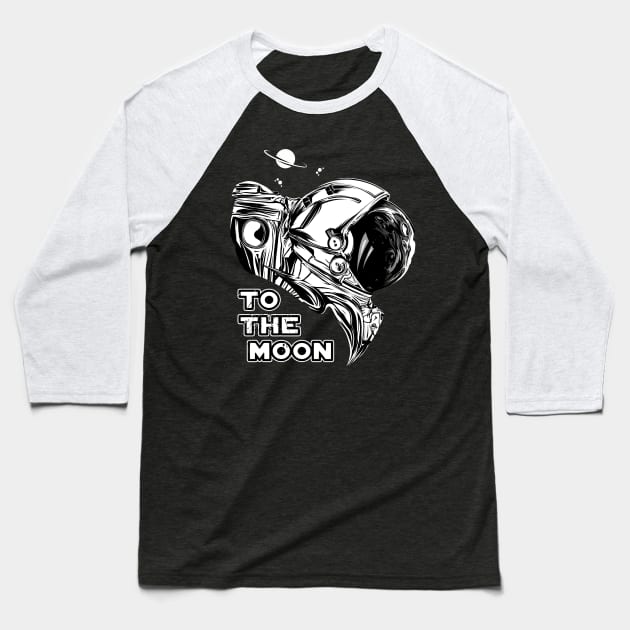 To The Moon Astronaut Baseball T-Shirt by ThreadWeird Apparel Company